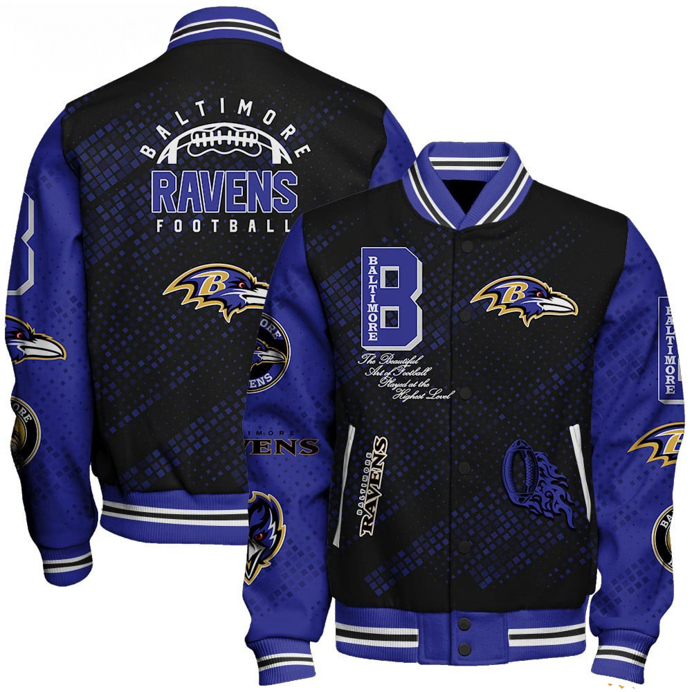 Baltimore Ravens NFL Varsity Jacket – Retro Baseball Style