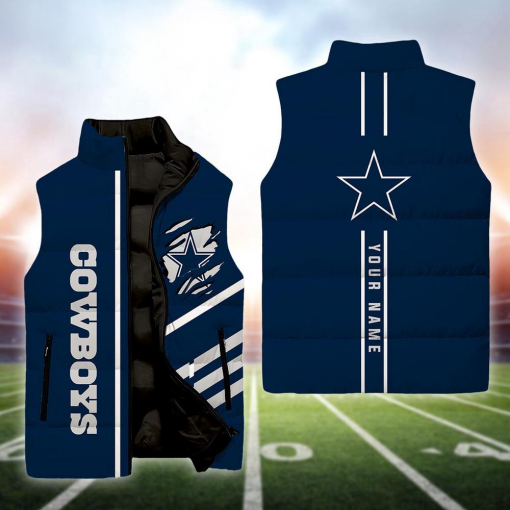 Dallas Cowboys NFL Custom Puffer Vest | Personalized NFL Winter Gear - Image 2