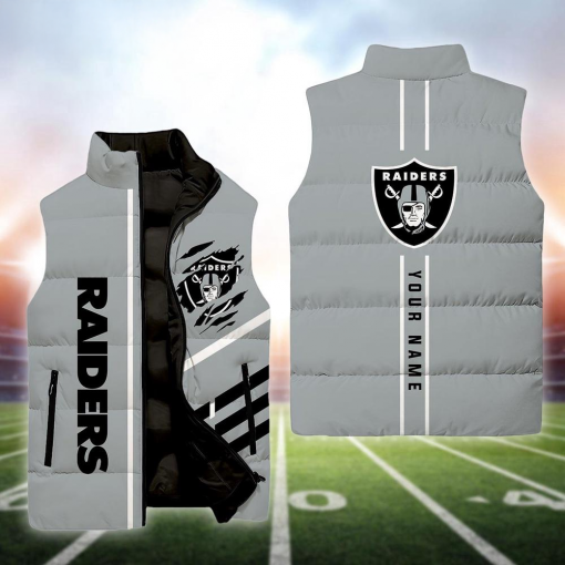 Las Vegas Raiders NFL Custom Puffer Vest | Personalized NFL Winter Gear - Image 2