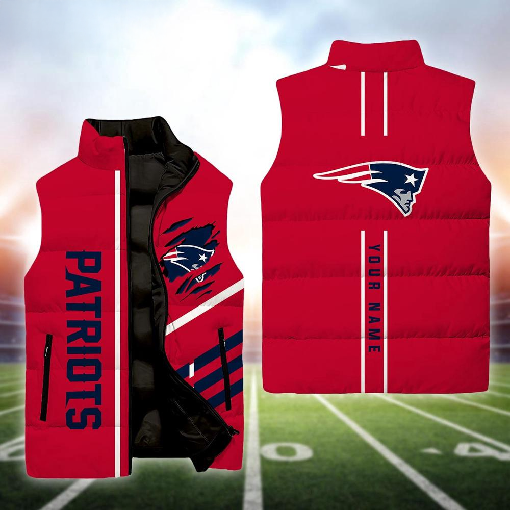New England Patriots  NFL Custom Puffer Vest | Personalized NFL Winter Gear