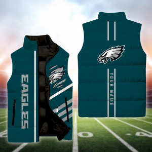 Philadelphia Eagles NFL Custom Puffer Vest | Personalized NFL Winter Gear