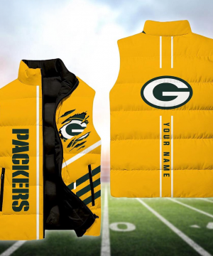 Green Bay Packers NFL Custom Puffer Vest | Personalized NFL Winter Gear