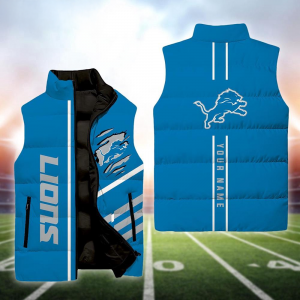 Detroit Lions NFL Custom Puffer Vest | Personalized NFL Winter Gear