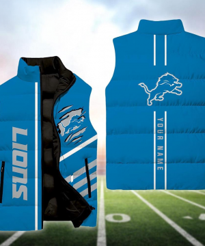 Detroit Lions NFL Custom Puffer Vest | Personalized NFL Winter Gear