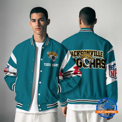 Jacksonville Jaguars  NFL Varsity Jacket | Custom Name Team Baseball Bomber for Fans - Image 2