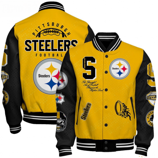 Pittsburgh Steelers NFL Varsity Jacket – Retro Baseball Style - Image 2