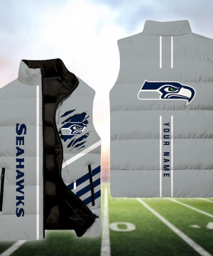 Seattle Seahawks NFL Custom Puffer Vest | Personalized NFL Winter Gear