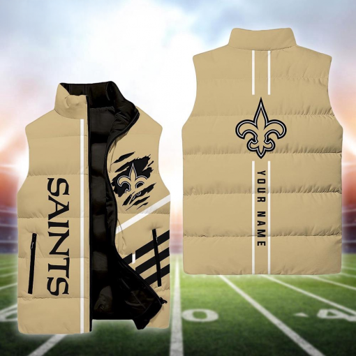 New Orleans Saints NFL Custom Puffer Vest | Personalized NFL Winter Gear - Image 2