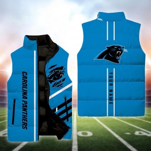 Carolina Panthers NFL Custom Puffer Vest | Personalized NFL Winter Gear