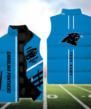 Carolina Panthers NFL Custom Puffer Vest | Personalized NFL Winter Gear