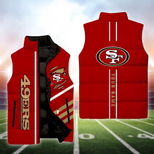 San Francisco 49ers NFL Custom Puffer Vest | Personalized NFL Winter Gear - Image 3