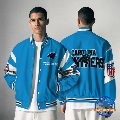 Carolina Panthers NFL Varsity Jacket | Custom Name Team Baseball Bomber for Fans - Image 2