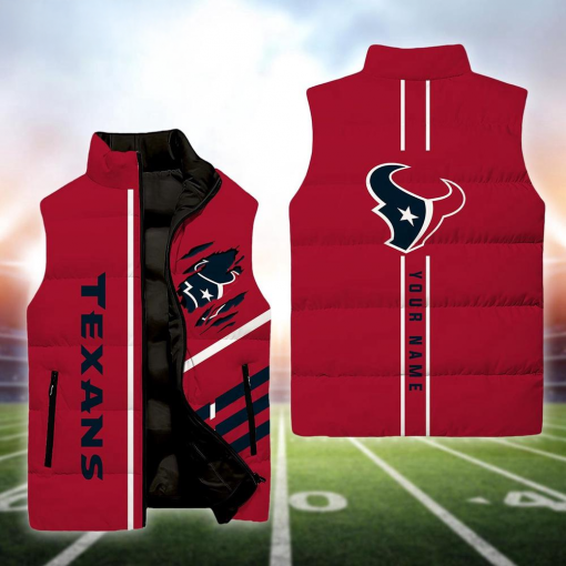 Houston Texans NFL Custom Puffer Vest | Personalized NFL Winter Gear - Image 2