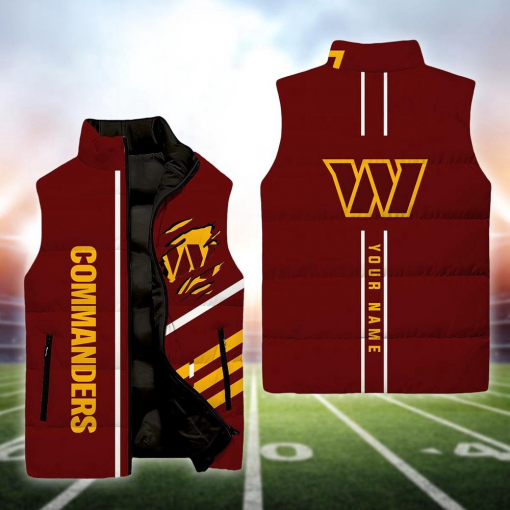 Washington Commanders NFL Custom Puffer Vest | Personalized NFL Winter Gear - Image 2