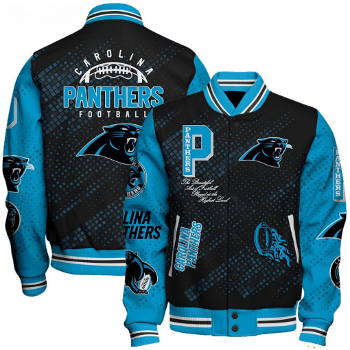 Carolina Panthers NFL Varsity Jacket – Retro Baseball Style - Image 2