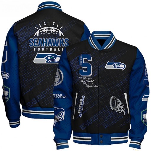 Seattle Seahawks 49ers NFL Varsity Jacket – Retro Baseball Style - Image 2