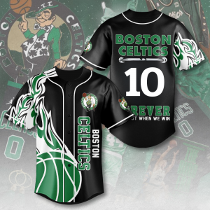 Boston Celtics NBA Baseball Jersey - Black Custom Number