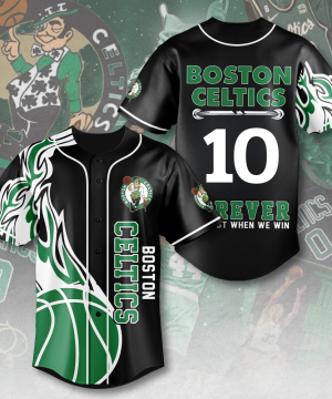 Boston Celtics NBA Baseball Jersey - Black Custom Number