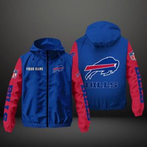 Buffalo Bills NFL Hooded Windbreaker Jacket | Lightweight & Customizable Fan Outerwear