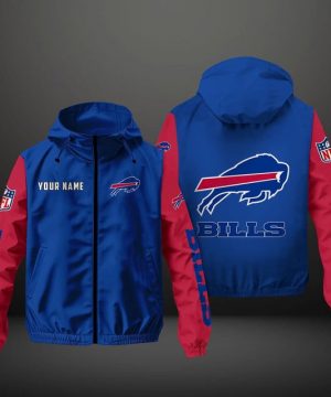 Buffalo Bills NFL Hooded Windbreaker Jacket | Lightweight & Customizable Fan Outerwear