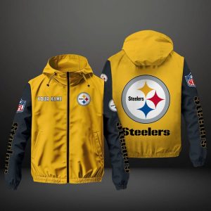 Pittsburgh Steelers NFL Hooded Windbreaker Jacket | Custom Name Lightweight Fan Outerwear