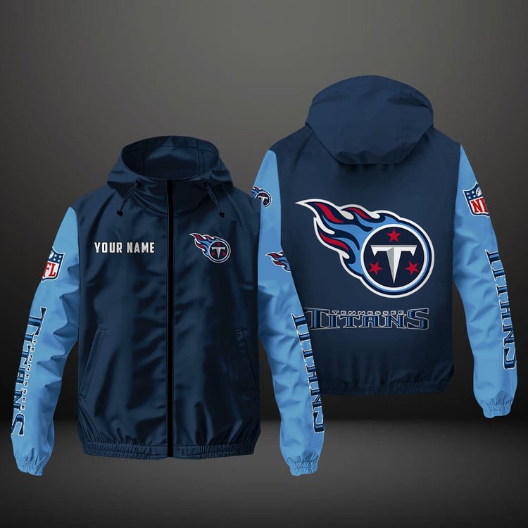 Tennessee Titans NFL Hooded Windbreaker Jacket | Custom Name Lightweight Fan Outerwear