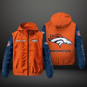 Denver Broncos NFL Hooded Windbreaker Jacket | Custom Name Lightweight Fan Outerwear