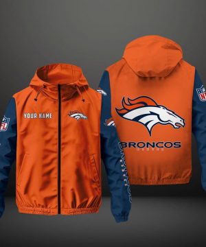 Denver Broncos NFL Hooded Windbreaker Jacket | Custom Name Lightweight Fan Outerwear