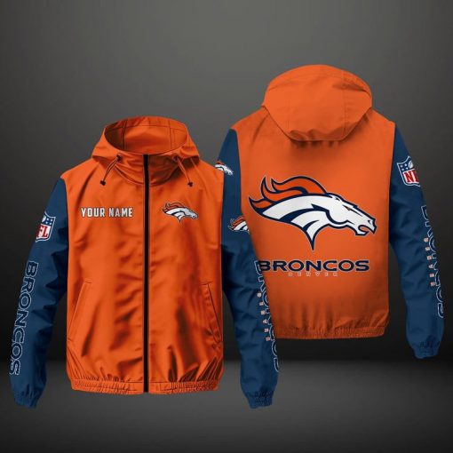 Denver Broncos NFL Hooded Windbreaker Jacket | Custom Name Lightweight Fan Outerwear - Image 2