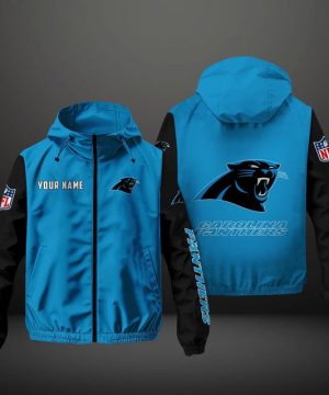 Carolina Panthers NFL Hooded Windbreaker Jacket | Custom Name Lightweight Fan Outerwear