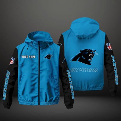 Carolina Panthers NFL Hooded Windbreaker Jacket | Custom Name Lightweight Fan Outerwear - Image 2