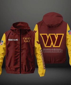 Washington Commanders NFL Hooded Windbreaker Jacket | Custom Name Lightweight Fan Outerwear