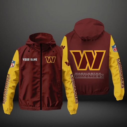 Washington Commanders NFL Hooded Windbreaker Jacket | Custom Name Lightweight Fan Outerwear - Image 2