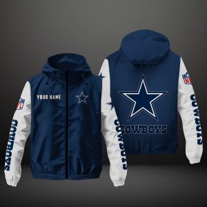Dallas Cowboys NFL Hooded Windbreaker Jacket | Custom Name Lightweight Fan Outerwear