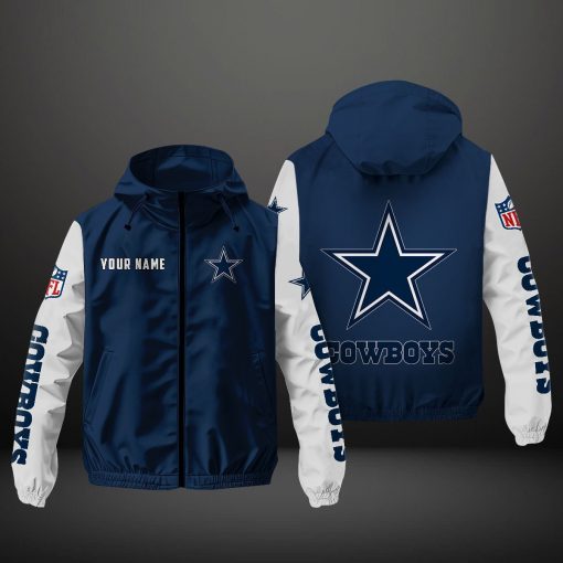 Dallas Cowboys NFL Hooded Windbreaker Jacket | Custom Name Lightweight Fan Outerwear - Image 2