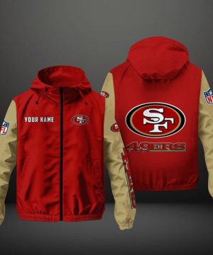 San Francisco 49ers NFL Hooded Windbreaker Jacket | Custom Name Lightweight Fan Outerwear