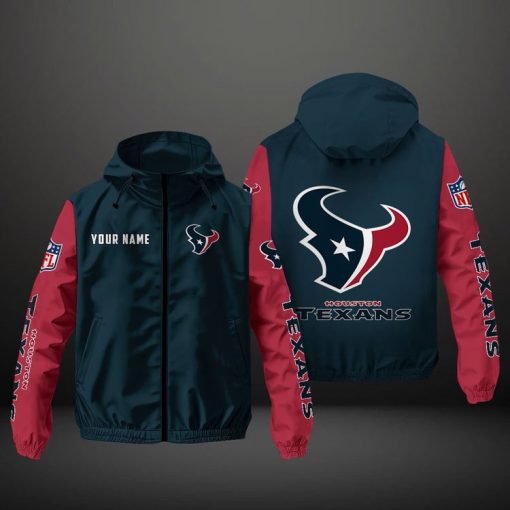 Houston Texans NFL Hooded Windbreaker Jacket | Custom Name Lightweight Fan Outerwear - Image 2
