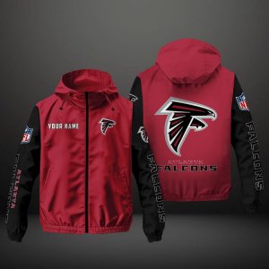 Atlanta Falcons NFL Hooded Windbreaker Jacket | Custom Name Lightweight Fan Outerwear