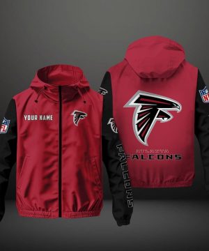 Atlanta Falcons NFL Hooded Windbreaker Jacket | Custom Name Lightweight Fan Outerwear