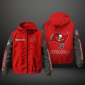 Tampa Bay Buccaneers NFL Hooded Windbreaker Jacket | Custom Name Lightweight Fan Outerwear
