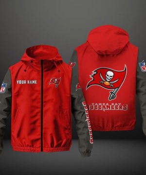 Tampa Bay Buccaneers NFL Hooded Windbreaker Jacket | Custom Name Lightweight Fan Outerwear