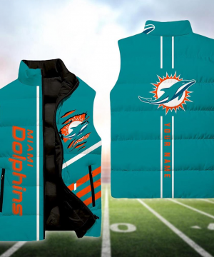 Miami Dolphins NFL Custom Puffer Vest | Personalized NFL Winter Gear