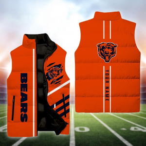 Chicago Bears NFL Custom Puffer Vest | Personalized NFL Winter Gear