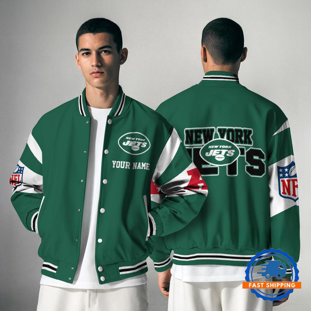 New York Jets NFL Varsity Jacket | Custom Name Team Baseball Bomber for Fans