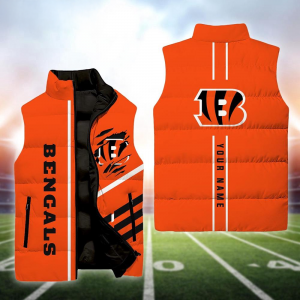 Cincinnati Bengals NFL Custom Puffer Vest | Personalized NFL Winter Gear