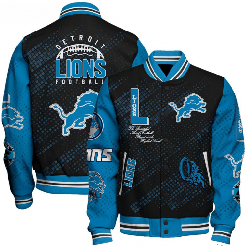 Detroit Lions NFL Varsity Jacket – Retro Baseball Style - Image 2