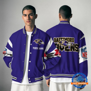 Baltimore Ravens NFL Varsity Jacket | Custom Name Team Baseball Bomber for Fans