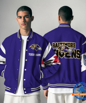 Baltimore Ravens NFL Varsity Jacket | Custom Name Team Baseball Bomber for Fans