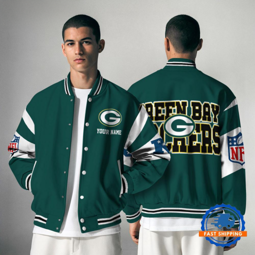 Green Bay Packers  NFL Varsity Jacket | Custom Name Team Baseball Bomber for Fans - Image 2