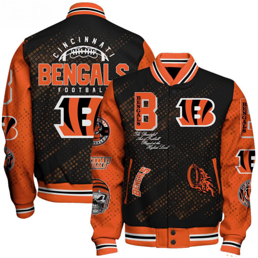 Cincinnati Bengals NFL Varsity Jacket – Retro Baseball Style - Image 2